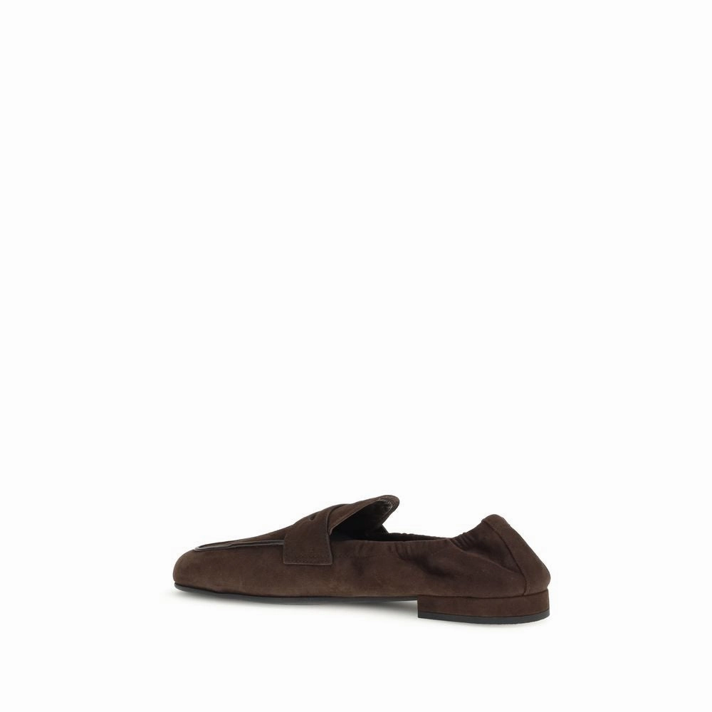 Prada Brown Lamb Ovis Aries Aries Slip-On Loafers Thick Sole Loafers