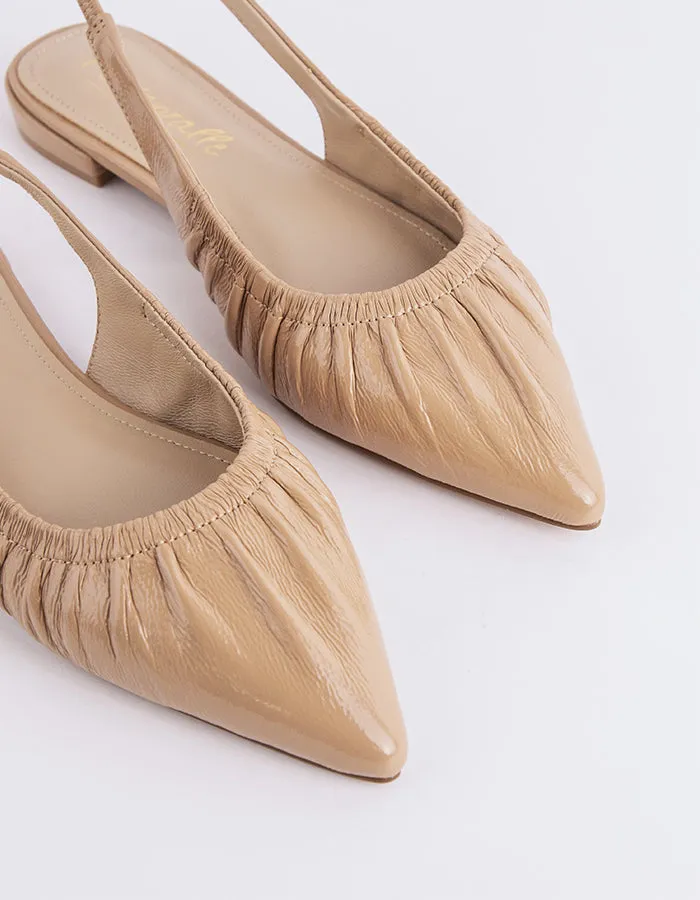 Fransy Nude Leather Flat Suede Shoes