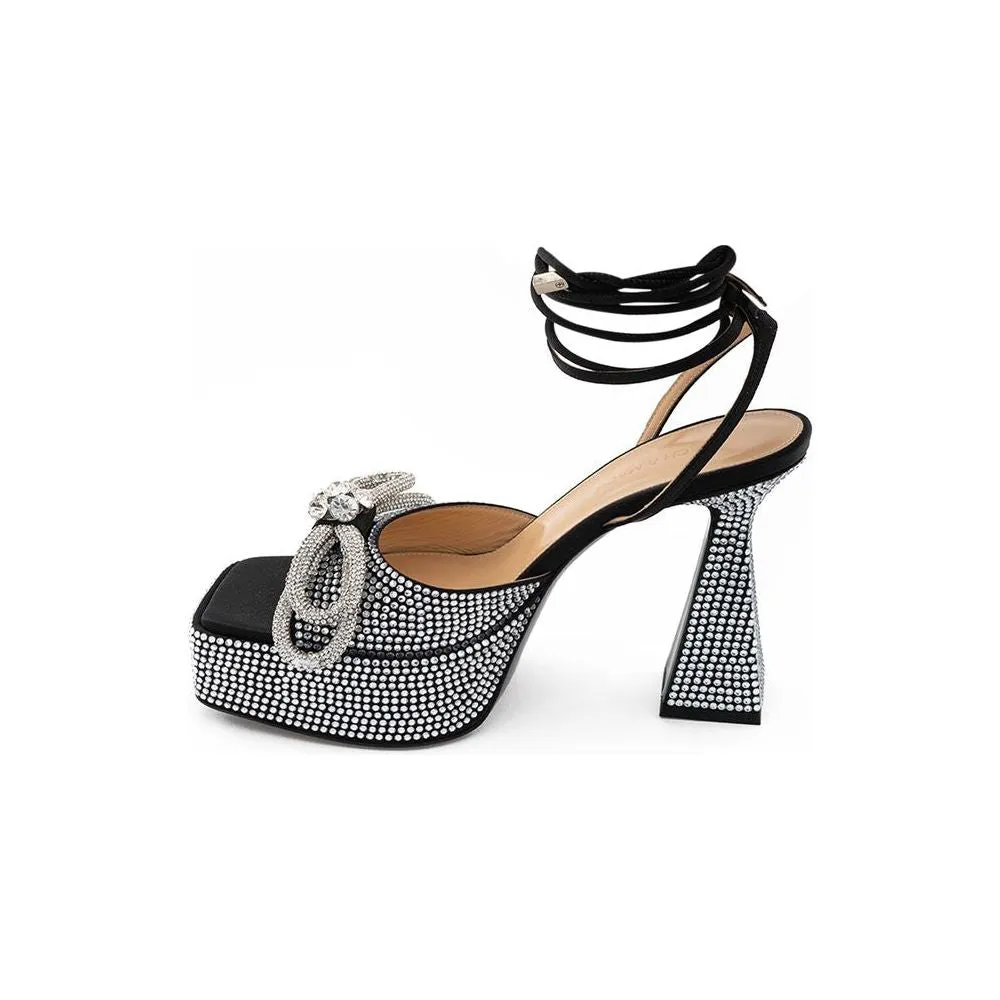 MACH & MACH Chic Black Leather Platforms for Elevated Style Swiftwater Mesh Deck Sandals