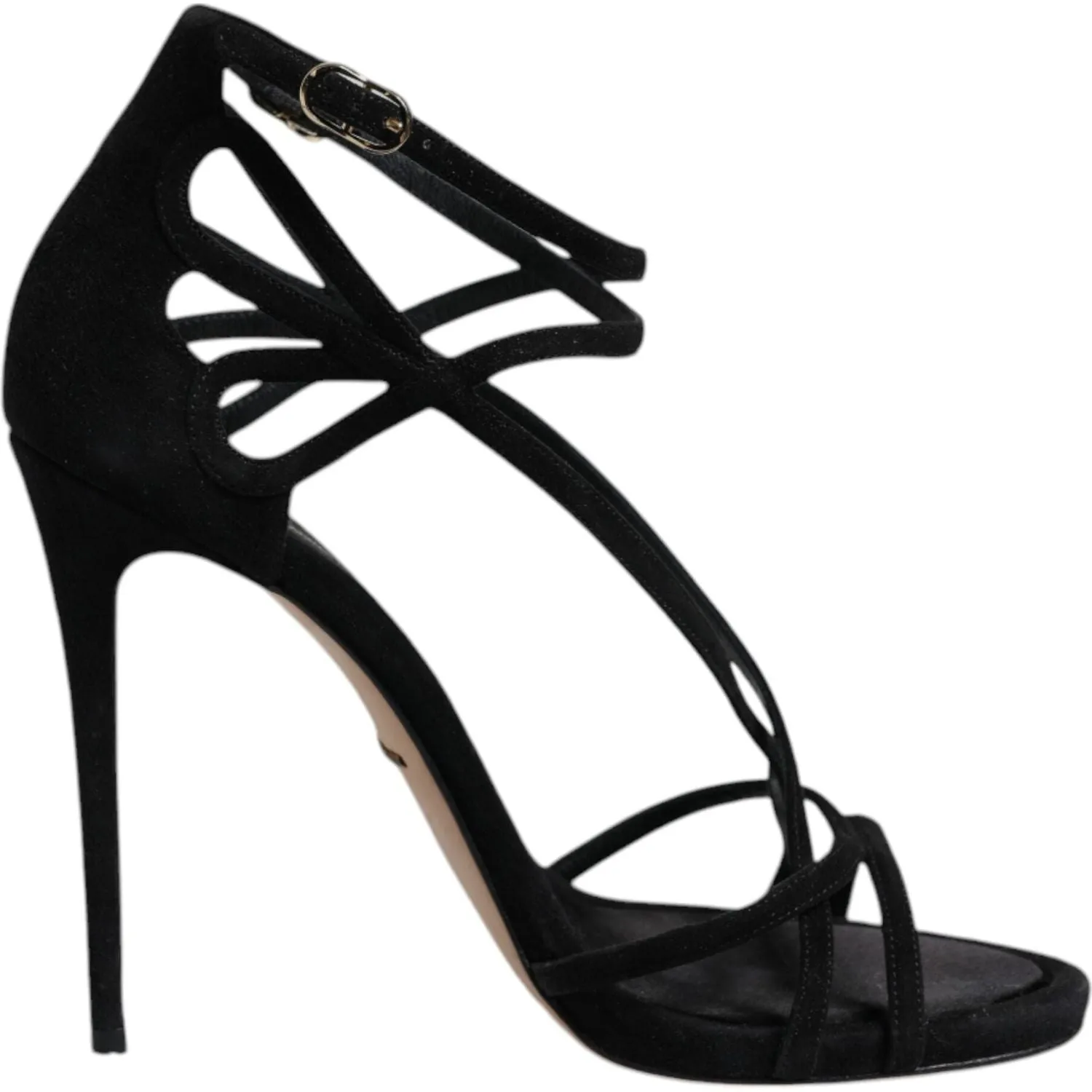 Seashell Sandals Dolce & Gabbana Black Leather Stiletto Heels Sandals Shoes