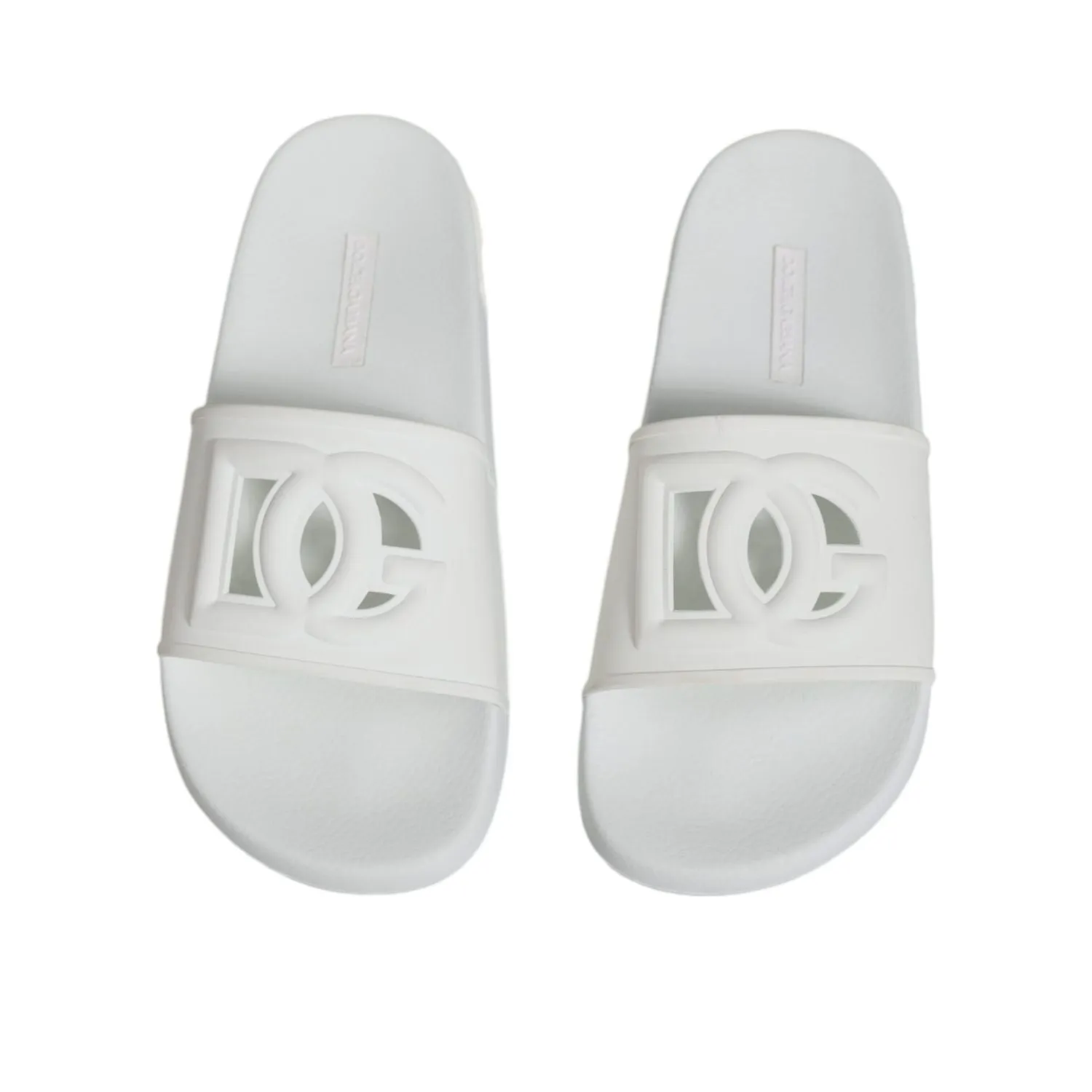 Sandals Antigua Booking Dolce & Gabbana White Rubber Slides Sandals Beachwear Shoes