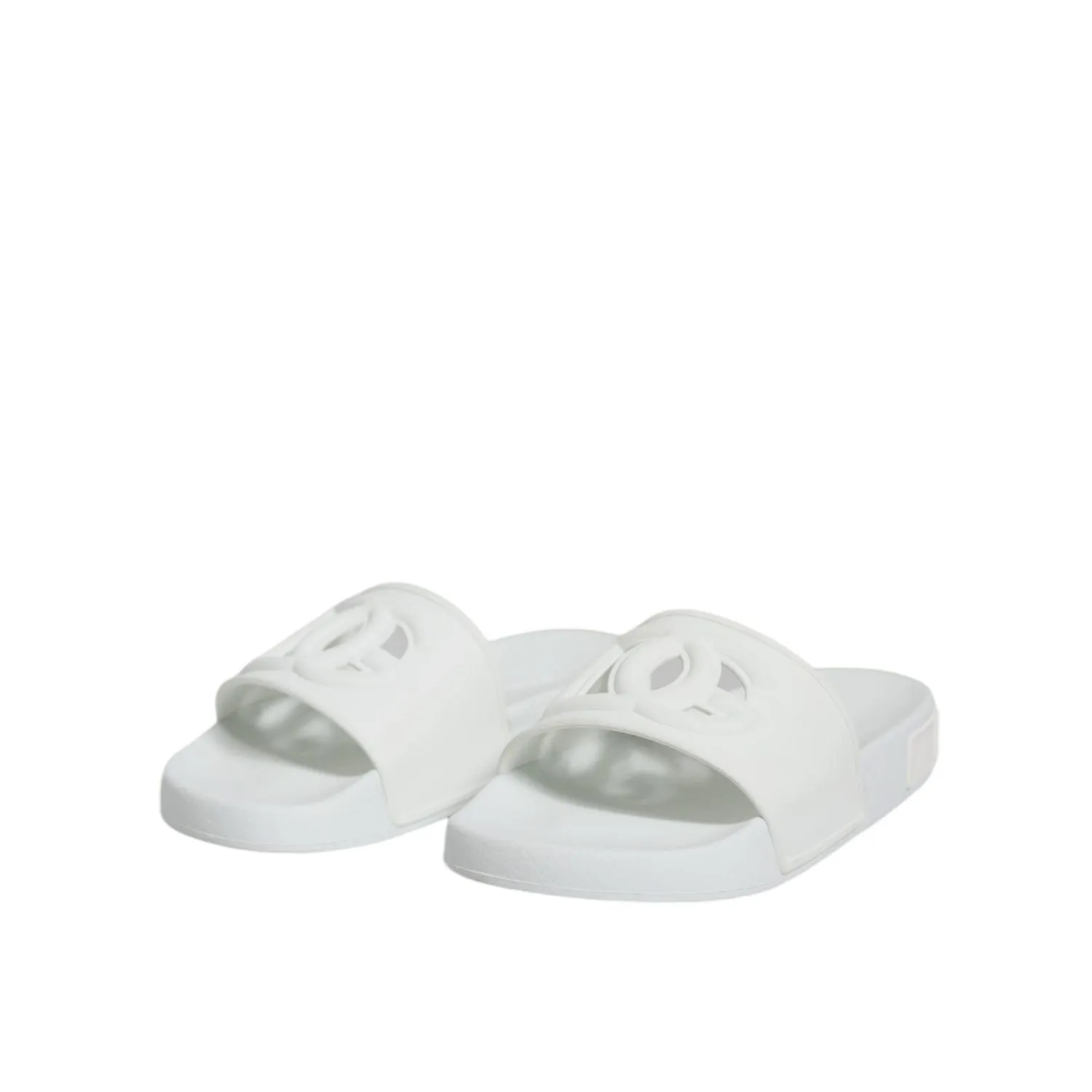 Sandals Bohemian Dolce & Gabbana White Rubber Slides Sandals Beachwear Shoes