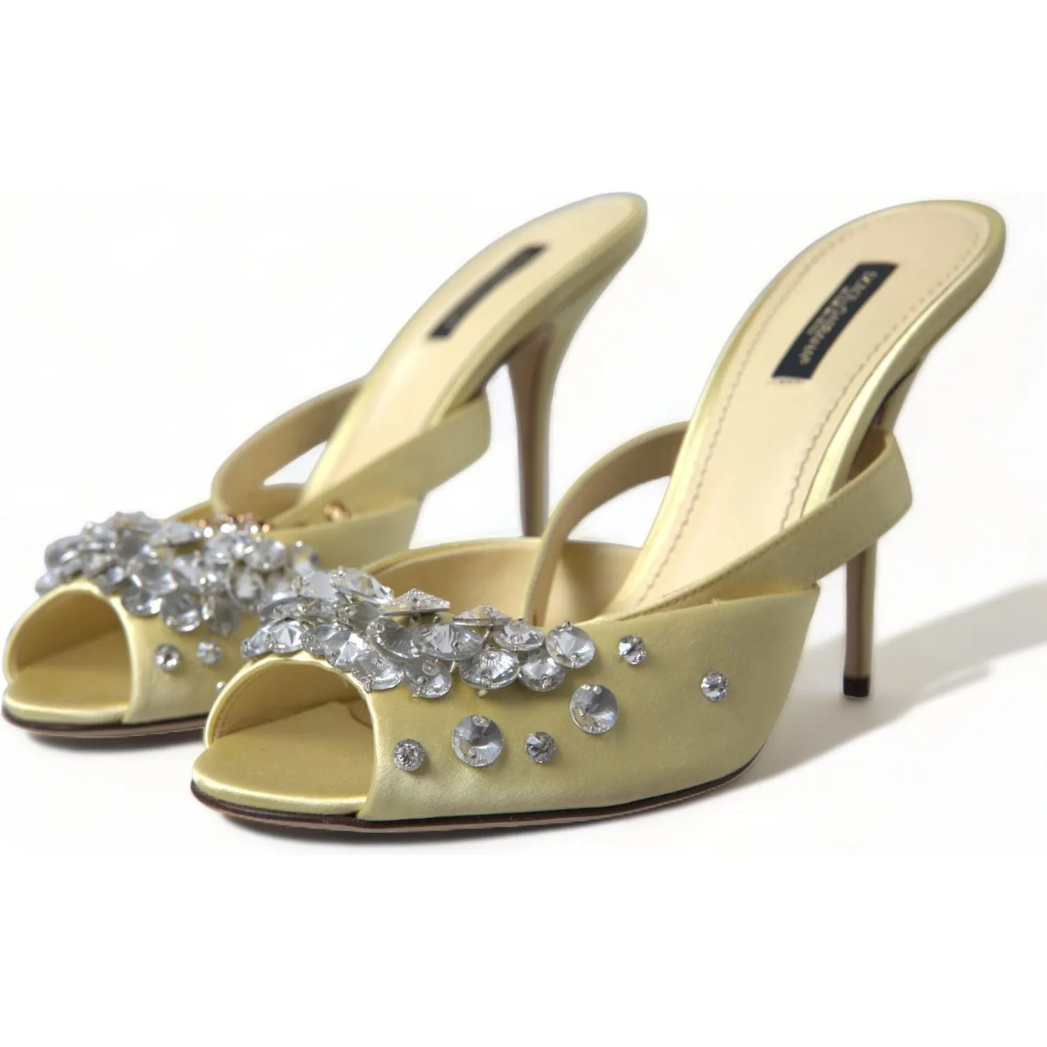 Icon Sandals Dolce & Gabbana Yellow Satin Crystal Mary Janes Sandals