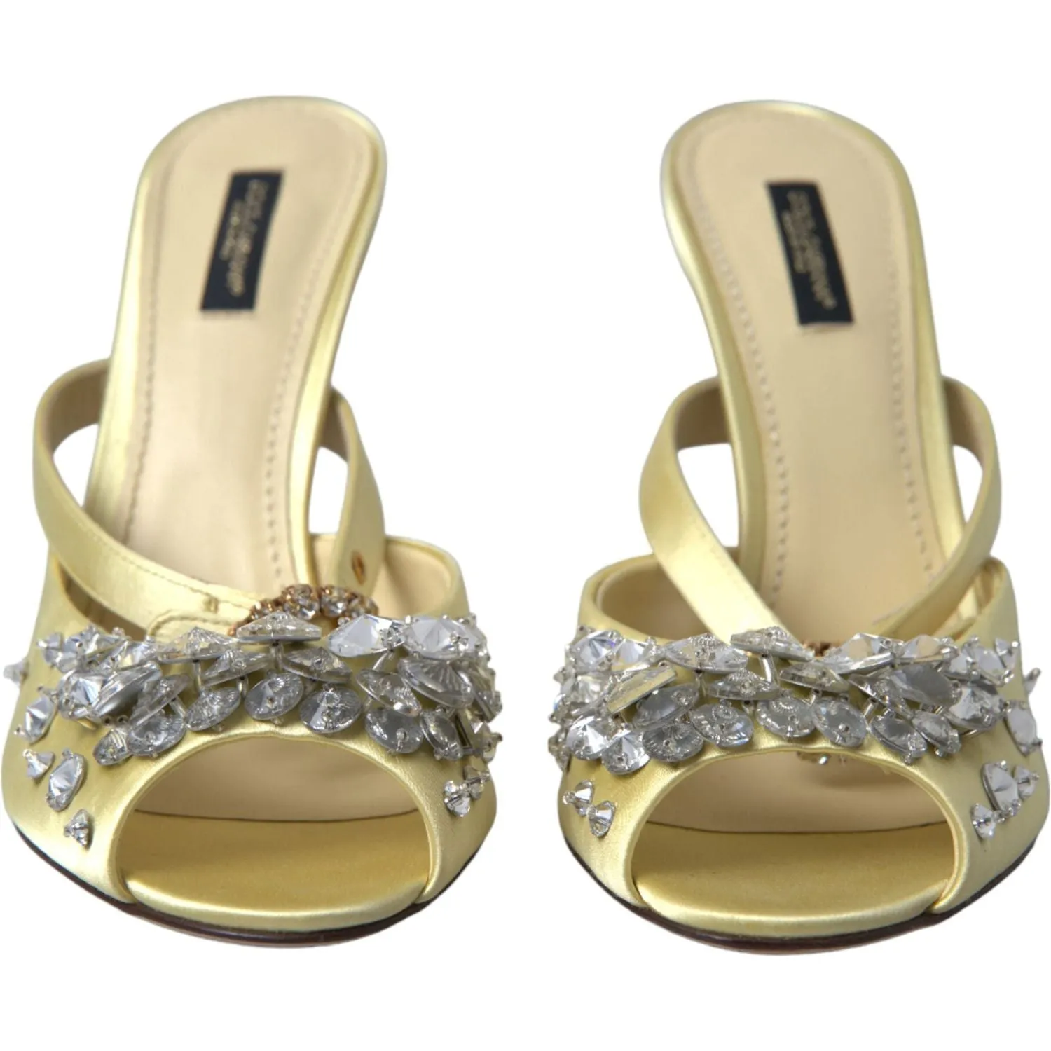 Dolce & Gabbana Yellow Satin Crystal Mary Janes Sandals Best Sandals For Sweaty Feet