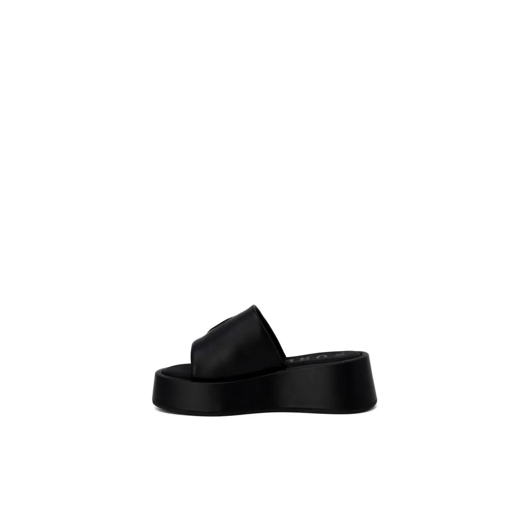 Black Leather Slippers Sketcher Slippers