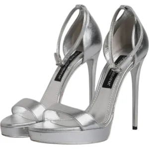 Dolce & Gabbana Silver Leather Platform Keira Sandals Shoes Sandals Punta Cana