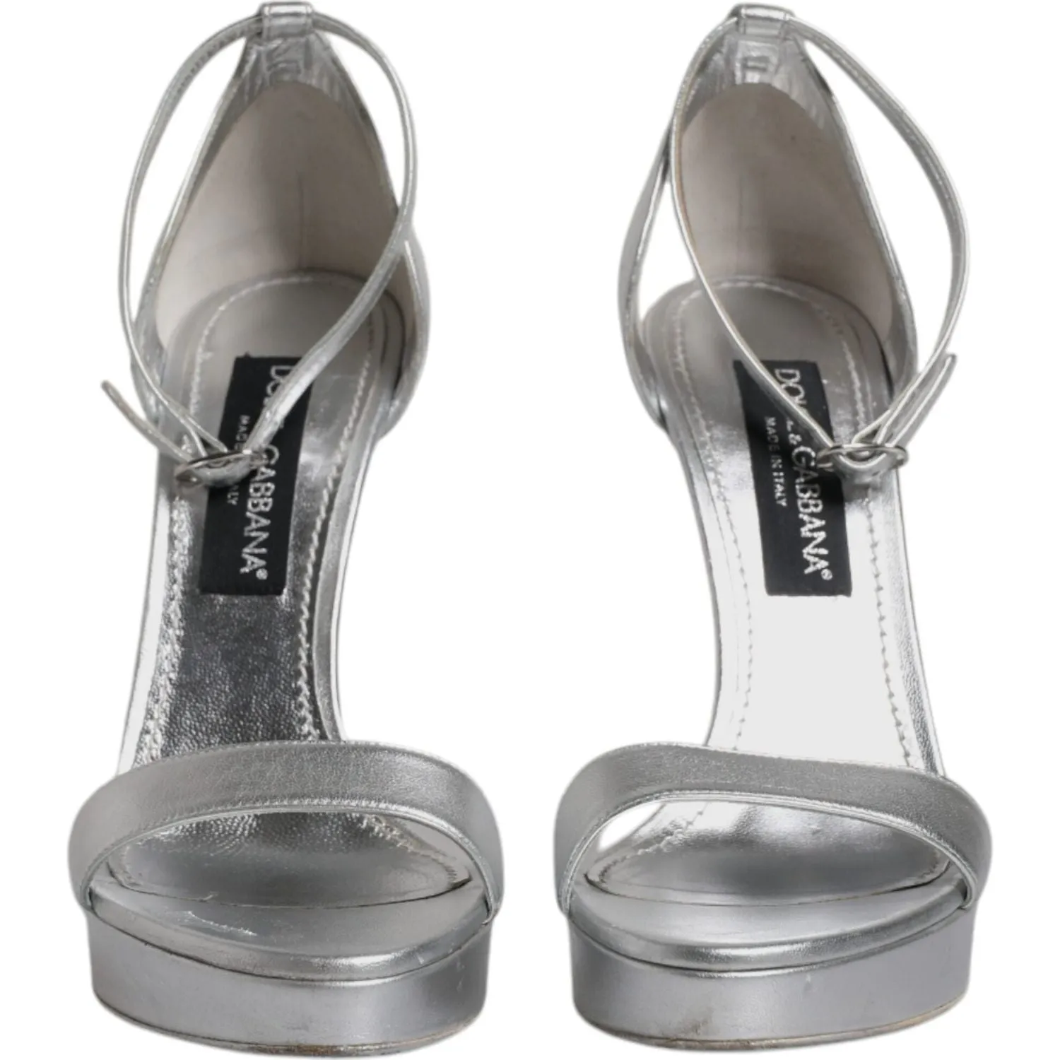 Dolce & Gabbana Silver Leather Platform Keira Sandals Shoes Aerosole Sandals