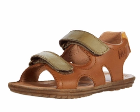 Naturino Boy's and Girl's Sky Sandals, Cognac-Militare-Sabbia Peep Toe Wedge Sandals