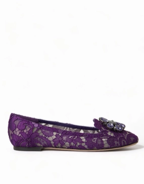 Flat 1930s Shoes Purple Vally Taormina Lace Crystals Flats Shoes