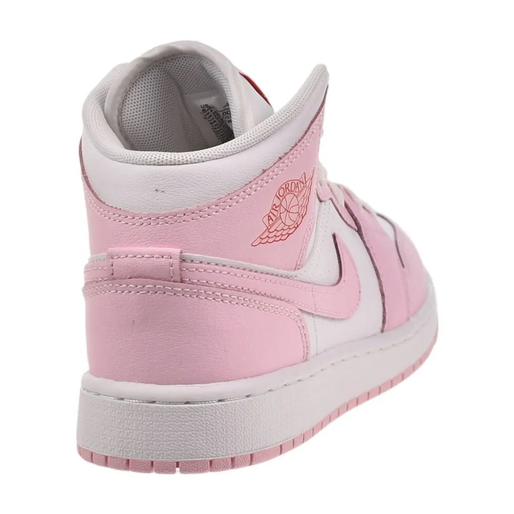 Vintage Shoes Jordan 1 Mid (GS) Big Kids' Shoes Pink Foam/White-Fire Red dq8423-608