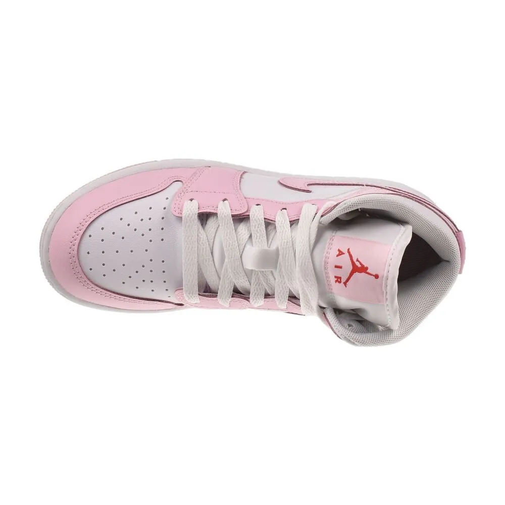 Long Casual Shoes Jordan 1 Mid (GS) Big Kids' Shoes Pink Foam/White-Fire Red dq8423-608