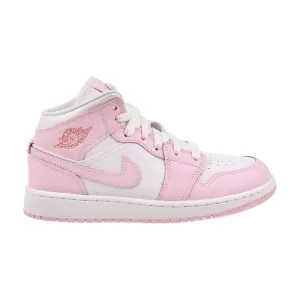 Jordan 1 Mid (GS) Big Kids' Shoes Pink Foam/White-Fire Red dq8423-608 Casual Fila Shoes