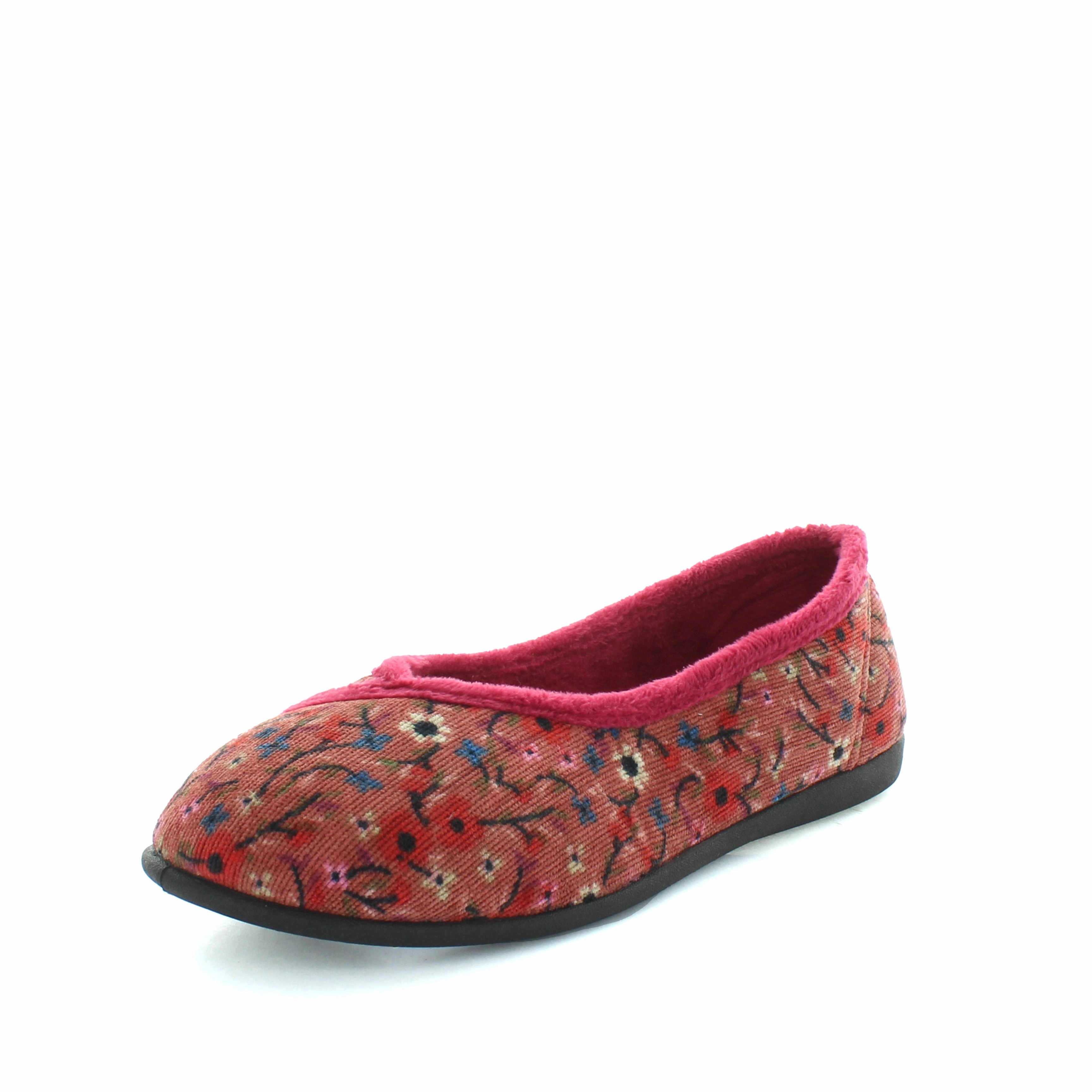 Panda Enila Women's Slippers - Red Floral Charentaise Slippers