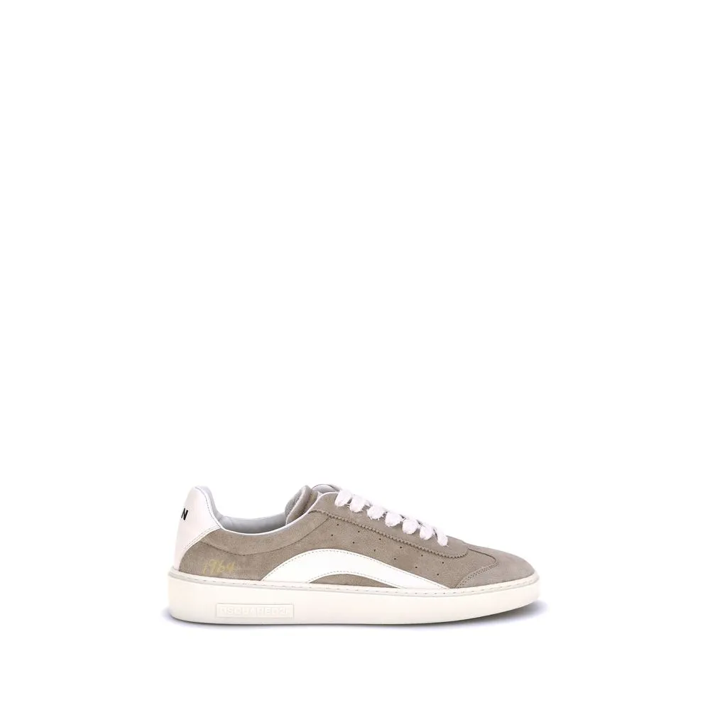 Dsquared Beige Calf Leather Bos Taurus Low Top Sneakers Old Flat Shoes
