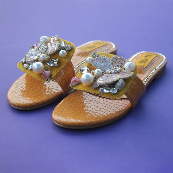 Yellow Fancy & Stylish Slippers for women Slippers That Massage Feet