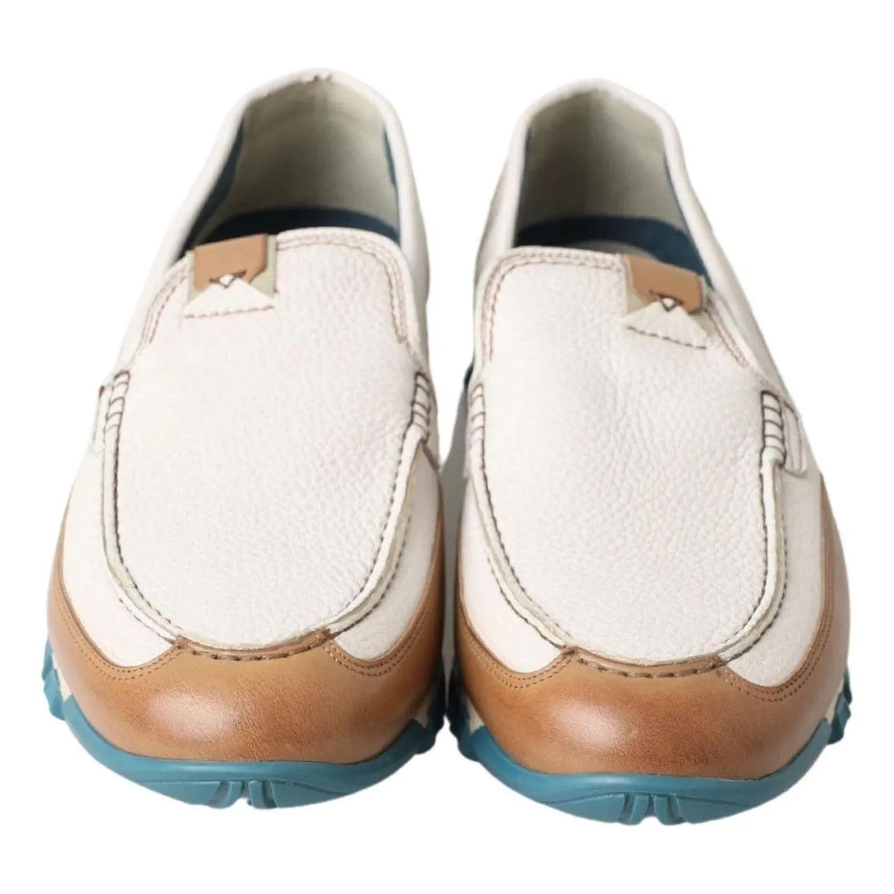 Dolce & Gabbana White Leather Loafers Moccasins Shoes Lo