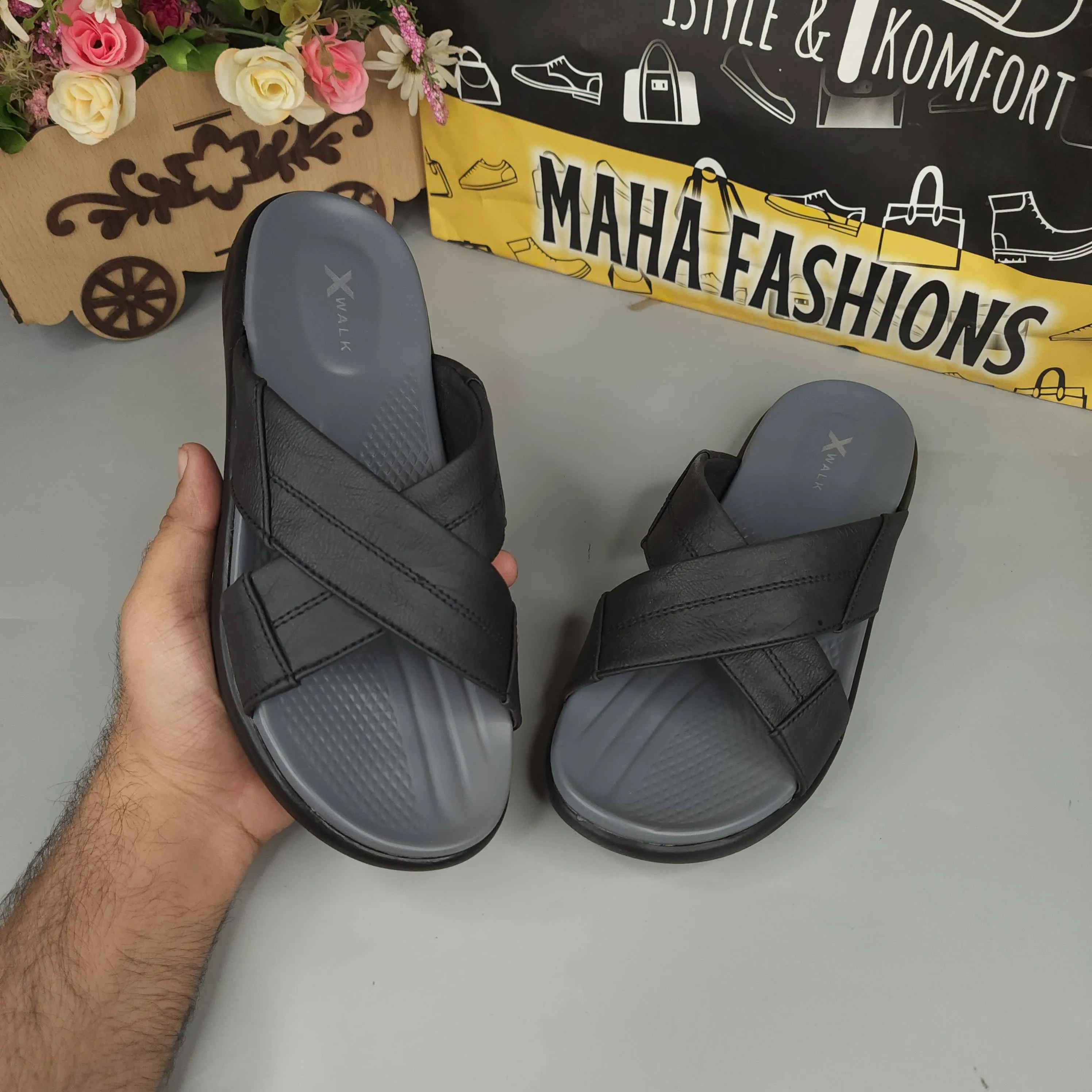 Clarks Slide Sandals Black Men strappy slides