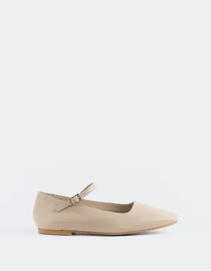 Reubena Nude Leather House Shoes For Flat Feet