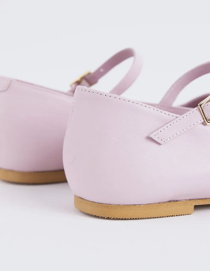 Reubena Pink Leather Flat Shoes To Wear With Sequin Dress