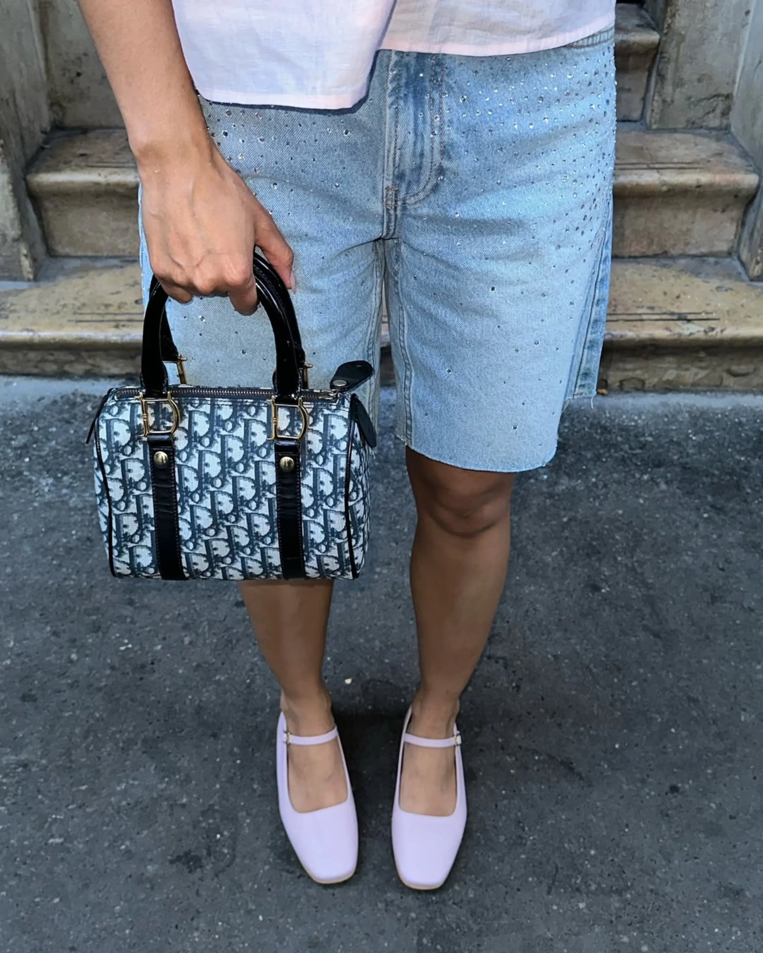 Reubena Pink Leather Big Bow Shoes Flats