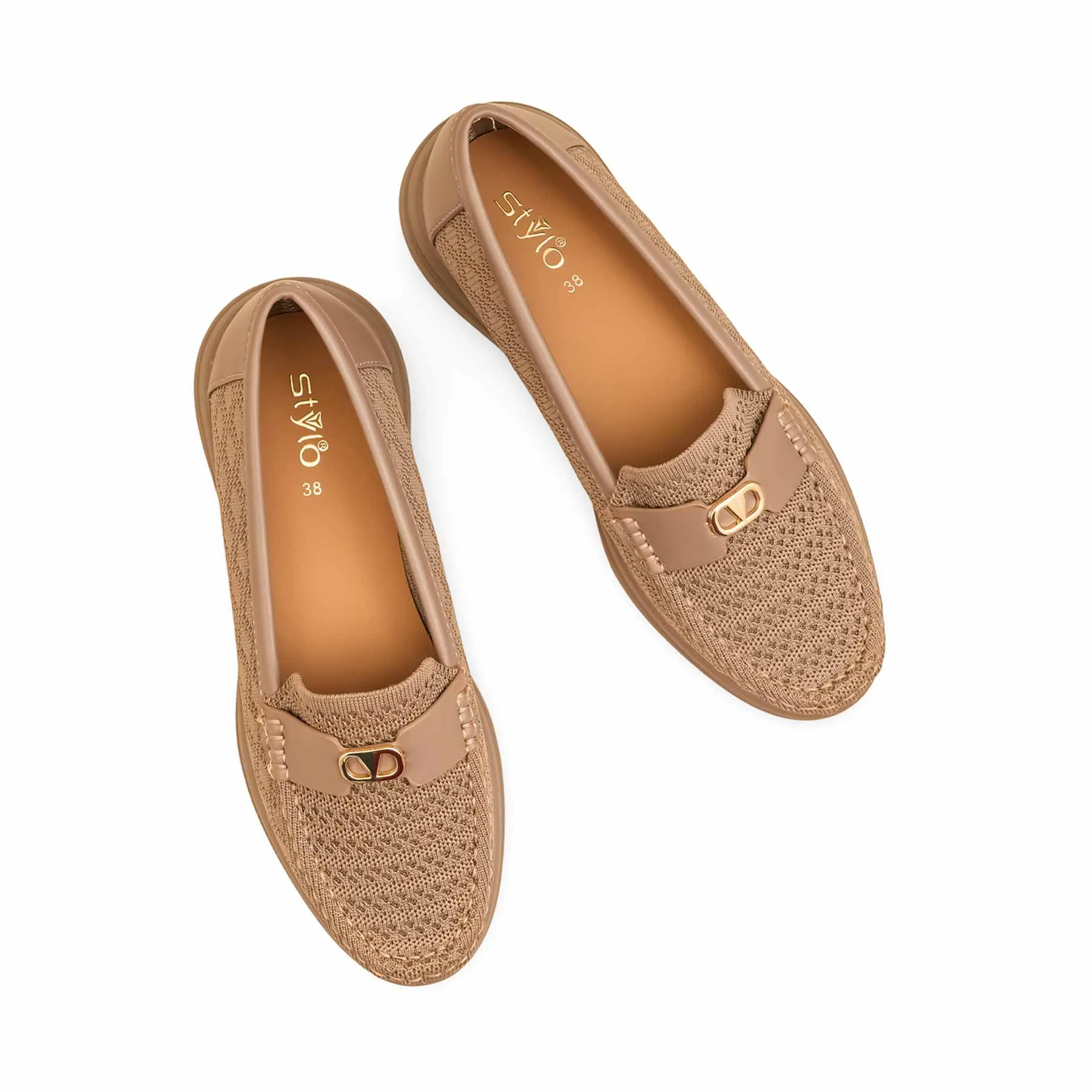 Brown Moccasin For Women WN4516 European Style Casual Shoes
