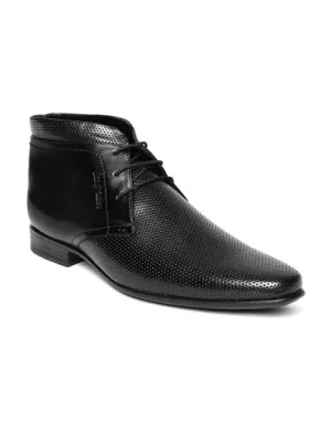 Scalloped Flat Shoes San Frissco Men Black Formal Shoes