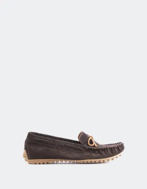 Washable Flat Shoes Titania Brown Suede