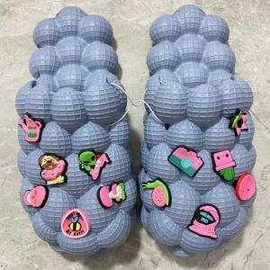 Richy PUFFS Ball Slippers SKY BLUE "PLAIN" W/ Charms Comfty Slippers