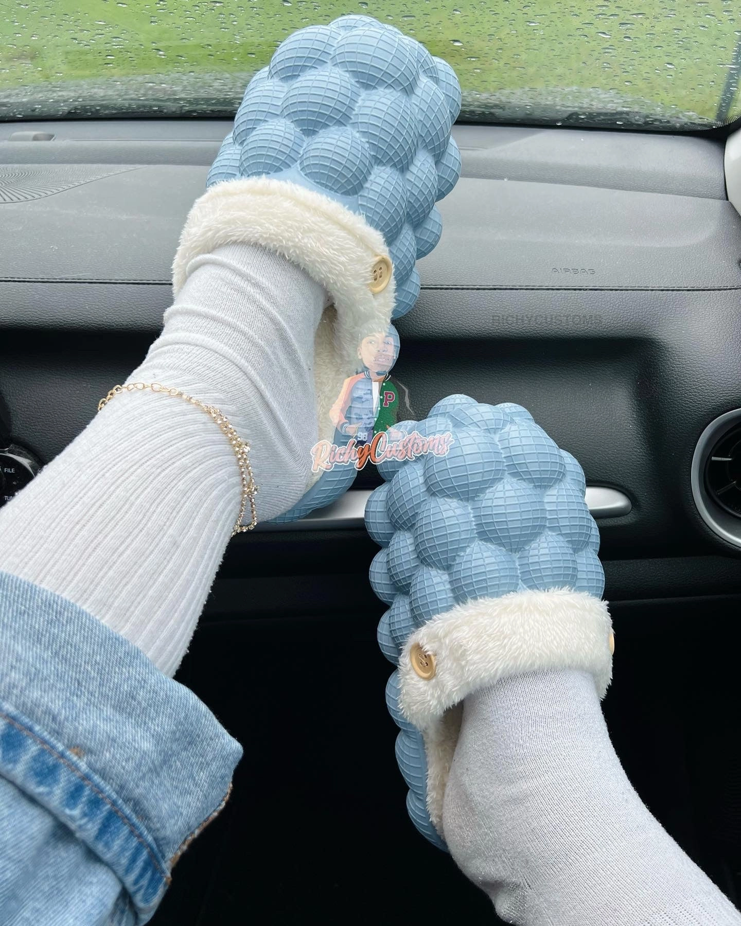 Silver Slippers Wizard Of Oz Richy PUFFS Ball Slippers Sky Blue X  "COZY"