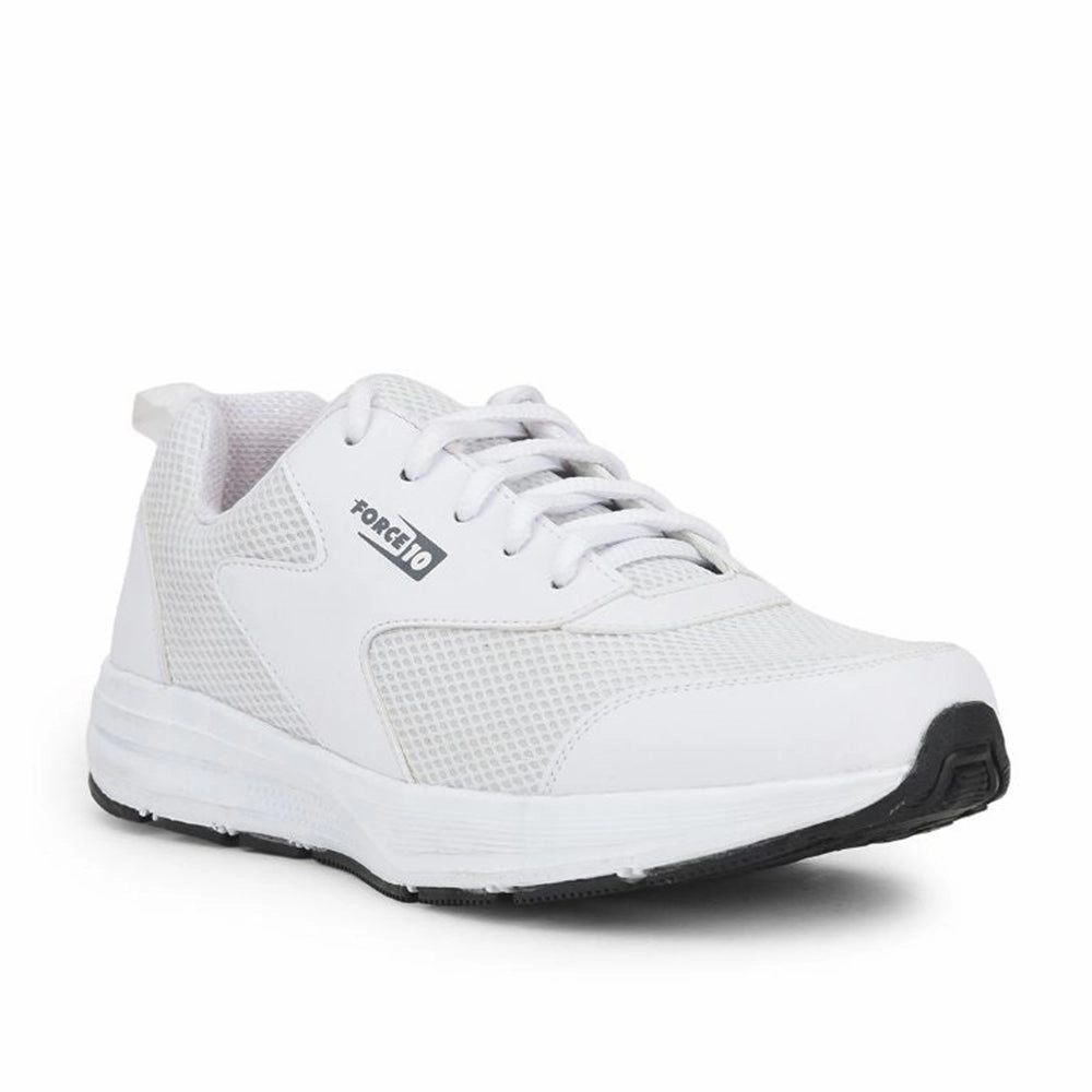 Clearance Running Shoes Uk Force 10 Sports Lacing Shoes For Men (White) SPRINT By Liberty