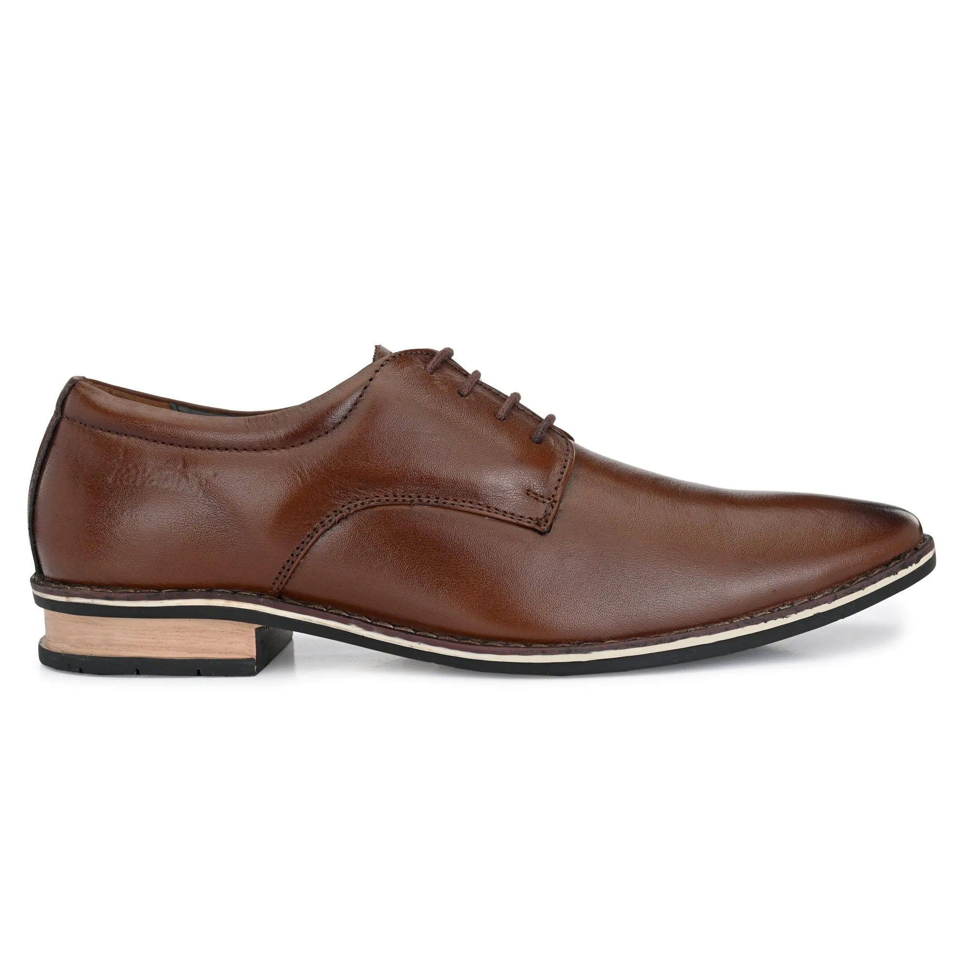 Made In America Running Shoes Kavacha Pure Leather, Italic designed Derby Formal Shoes For Men S829 (Brown)