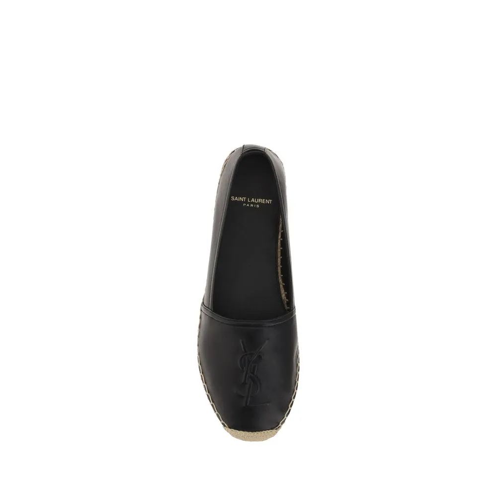 Saint Laurent Black Lamb Ovis Aries Aries Espadrilles Formal Shoes Flat Sole