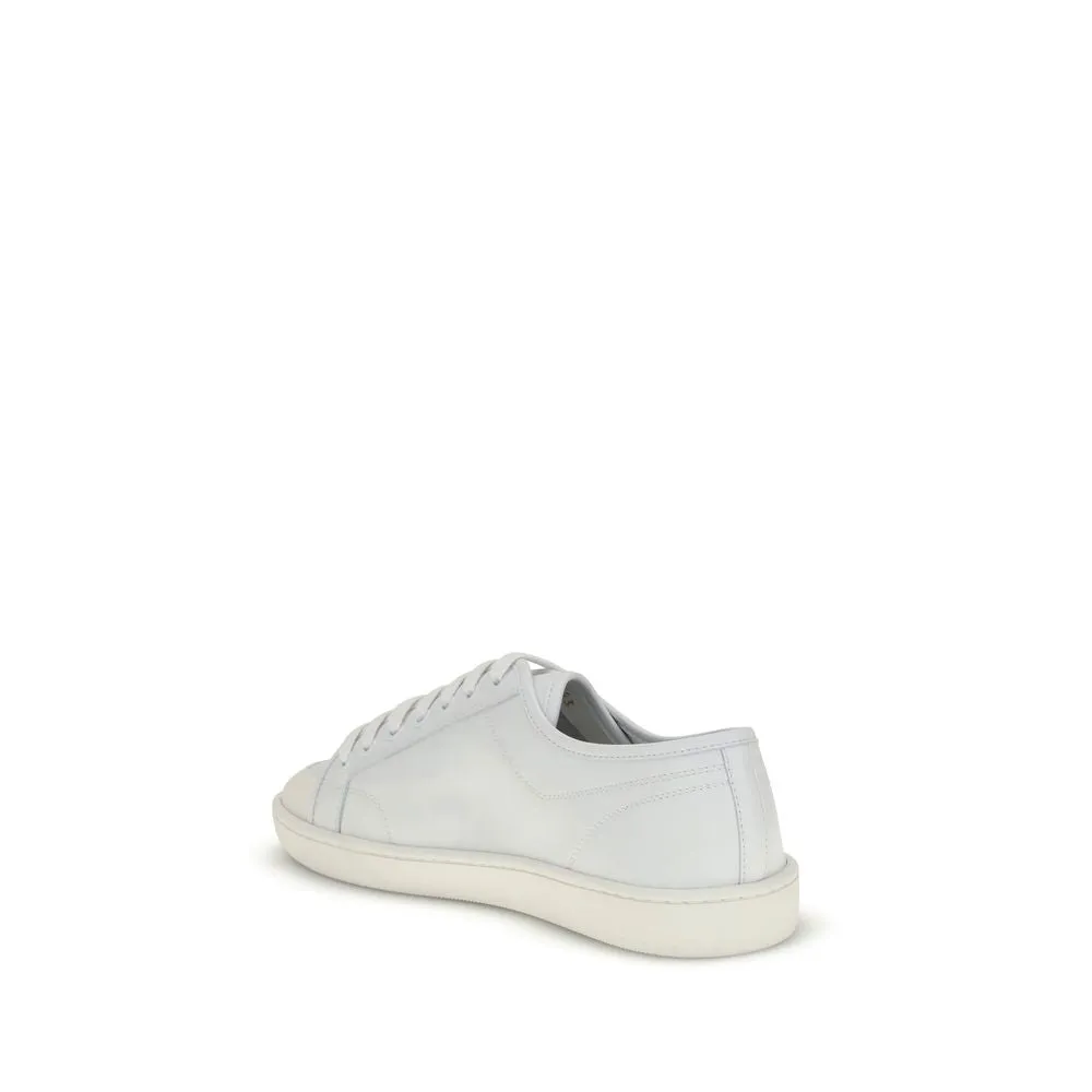 Best Flat Bottom Shoes Saint Laurent White Calf Leather Bos Taurus Low Top Sneakers