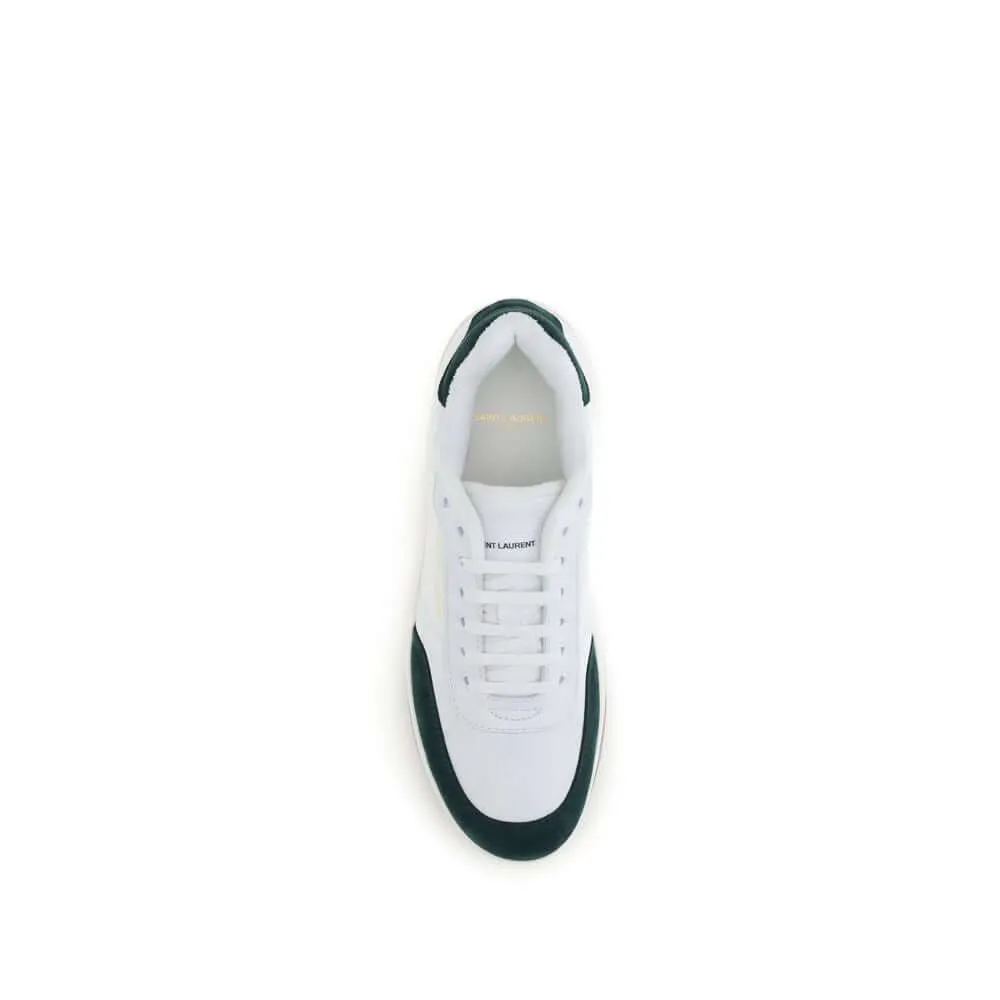 Powder Blue Flat Shoes Saint Laurent White Calf Leather Bos Taurus Low Top Sneakers