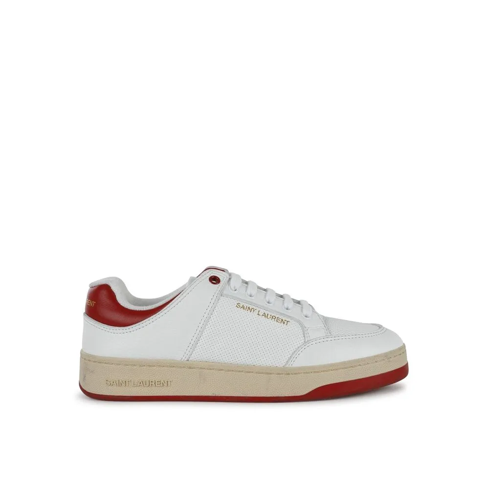 Saint Laurent White Calfskin Low Top Sneakers Hard Toe Sneakers