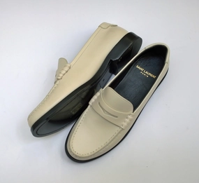 Madden Platform Loafers Saint Laurent Le Leather YSL Penny Loafer in Cream New in Box Slight Damage