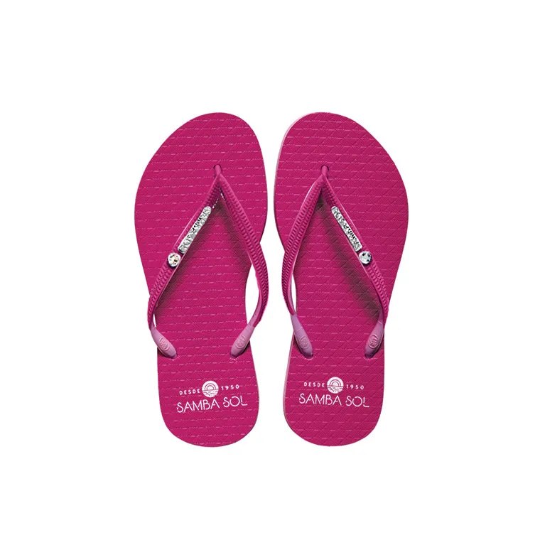 Flip Flops Jelly Samba Sol Women's Crystal Collection Flip Flops - Hot Pink Crystal