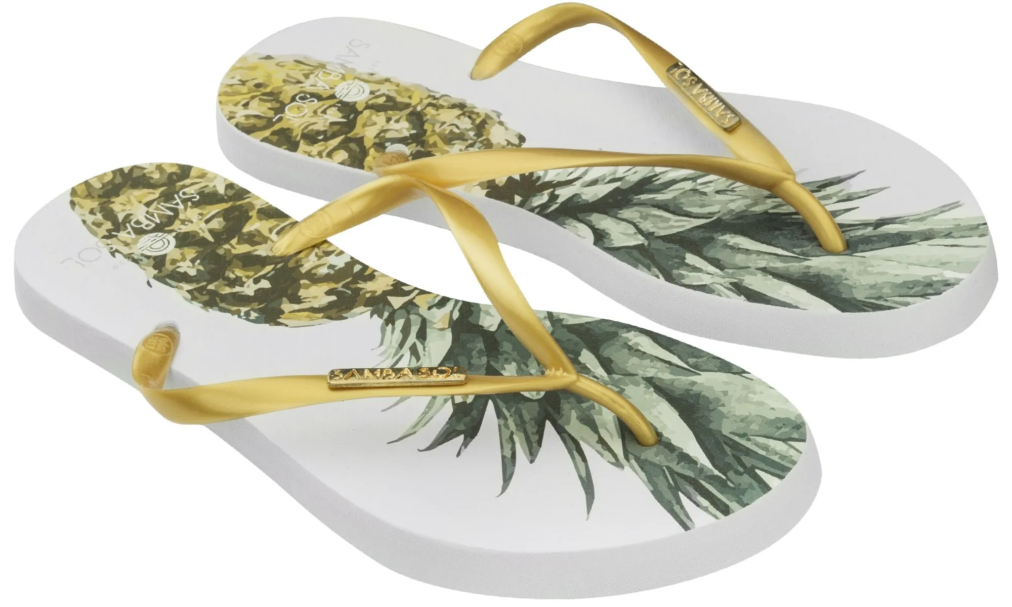 Woodland Flip Flops Samba Sol Womens Fashion Collection Flip Flops - Pineapple Gold Strap