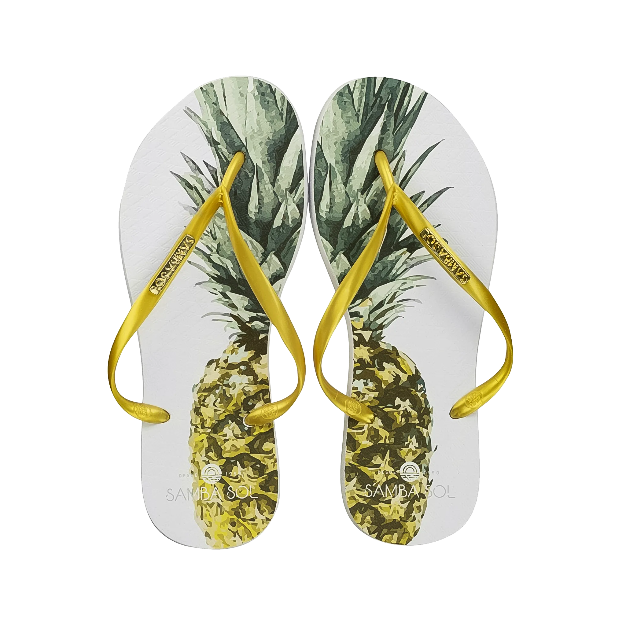 Runners Flip Flops Samba Sol Womens Fashion Collection Flip Flops - Pineapple Gold Strap