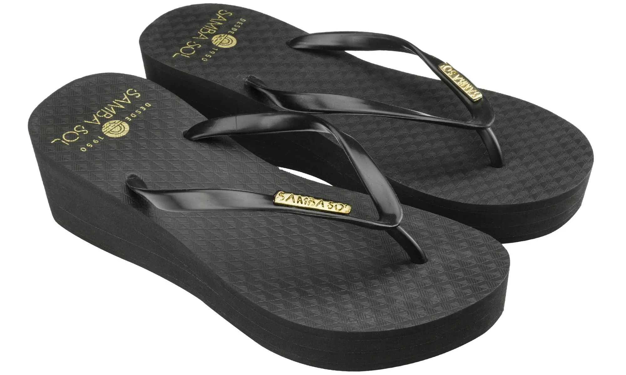 Good Flip Flops For High Arches Samba Sol Women's Wedge Collection Flip Flops - Black