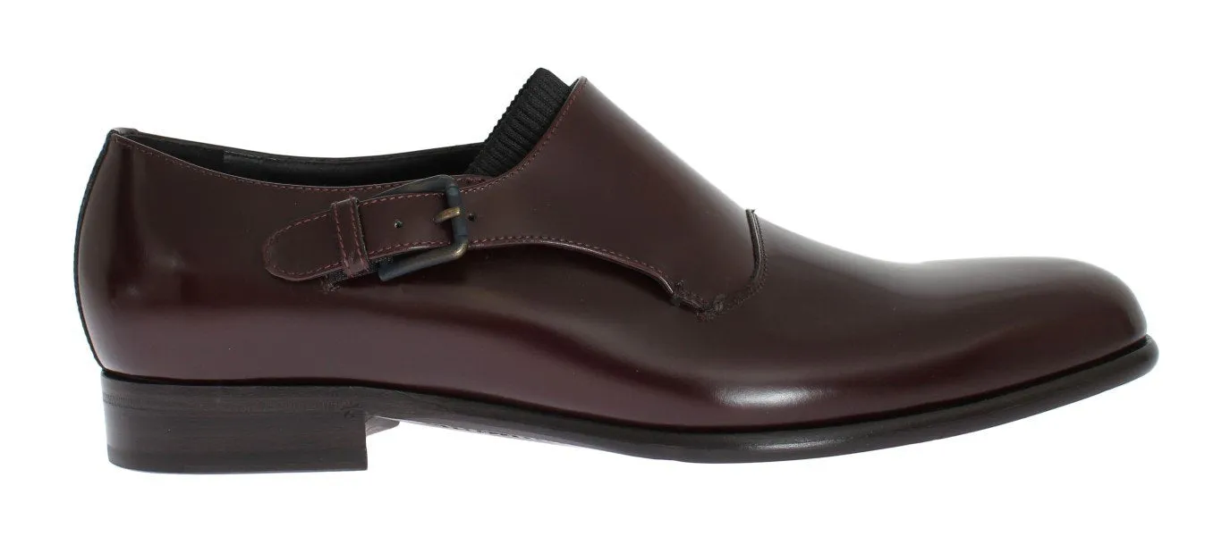 Brushed Leather Monolith Loafers Sangria Leather Loafers Shoes