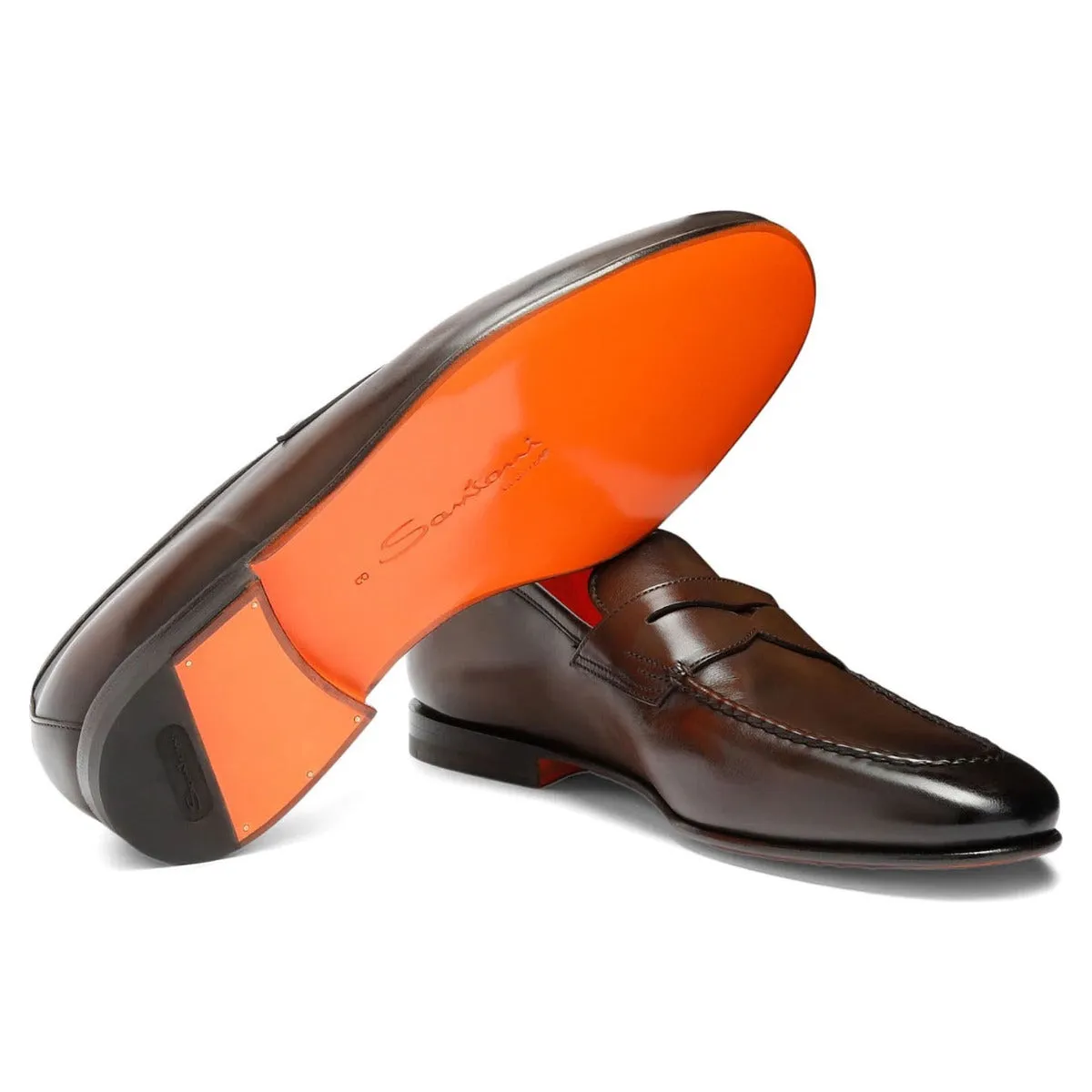 Gucci Penny Loafers Santoni - Brown Polished Leather Penny Loafer