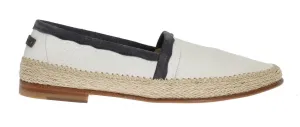 Ivory White Deer Leather Logo Loafers NULL