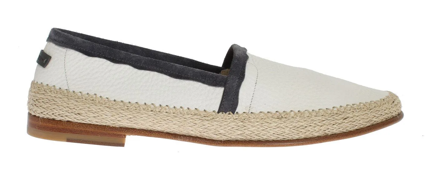 Mesh Loafers Ivory White Deer Leather Logo Loafers