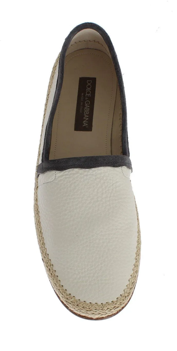 Nantucket Penny Loafers Ivory White Deer Leather Logo Loafers