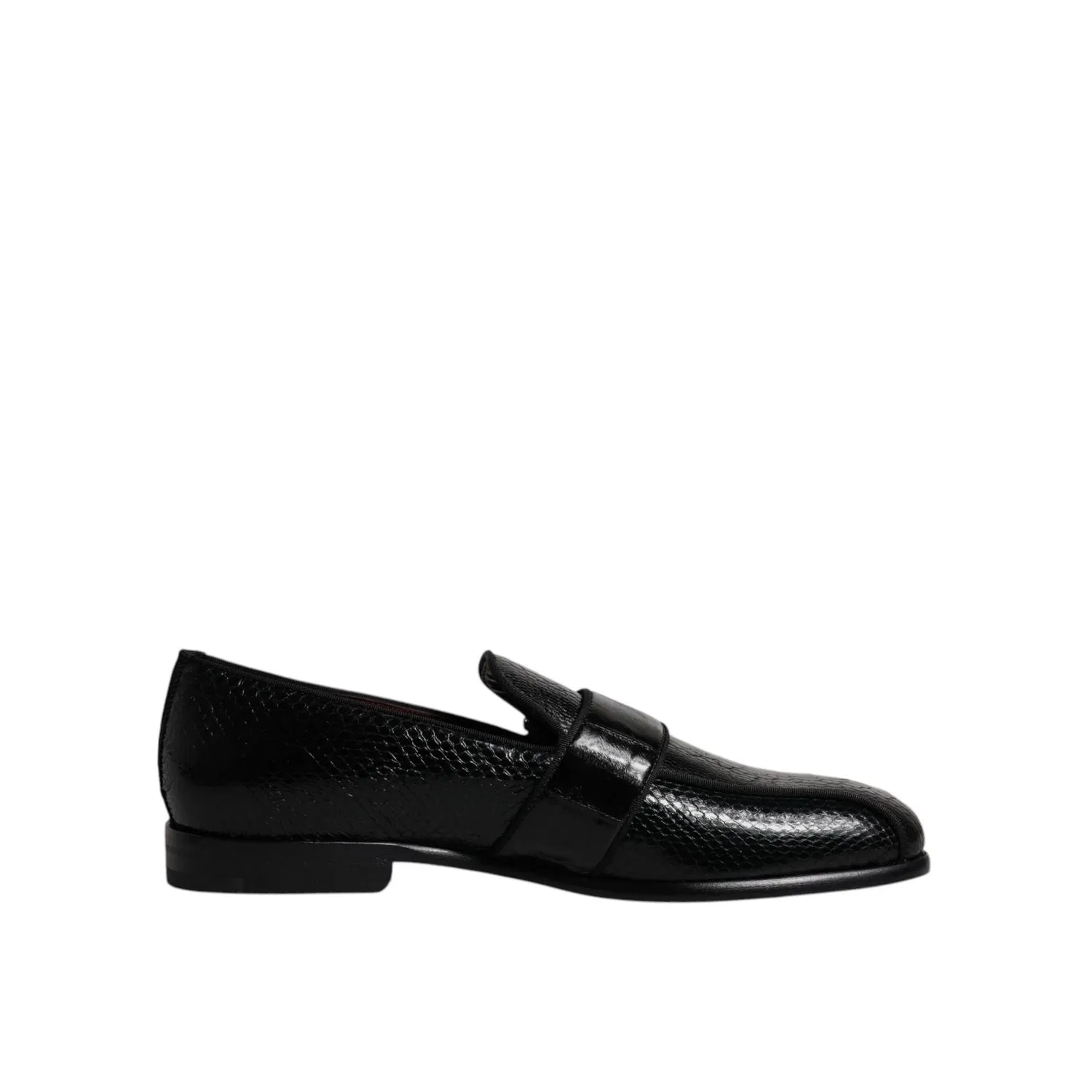 Loafers History Dolce & Gabbana Black Exotic Leather DG Logo Loafers Formal Dress Shoes