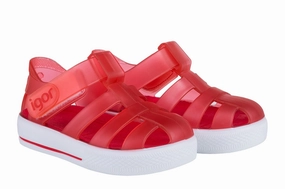 Igor S10171 Girl's Star Sandal - Transparent Rojo Sandals Church Woodcrest