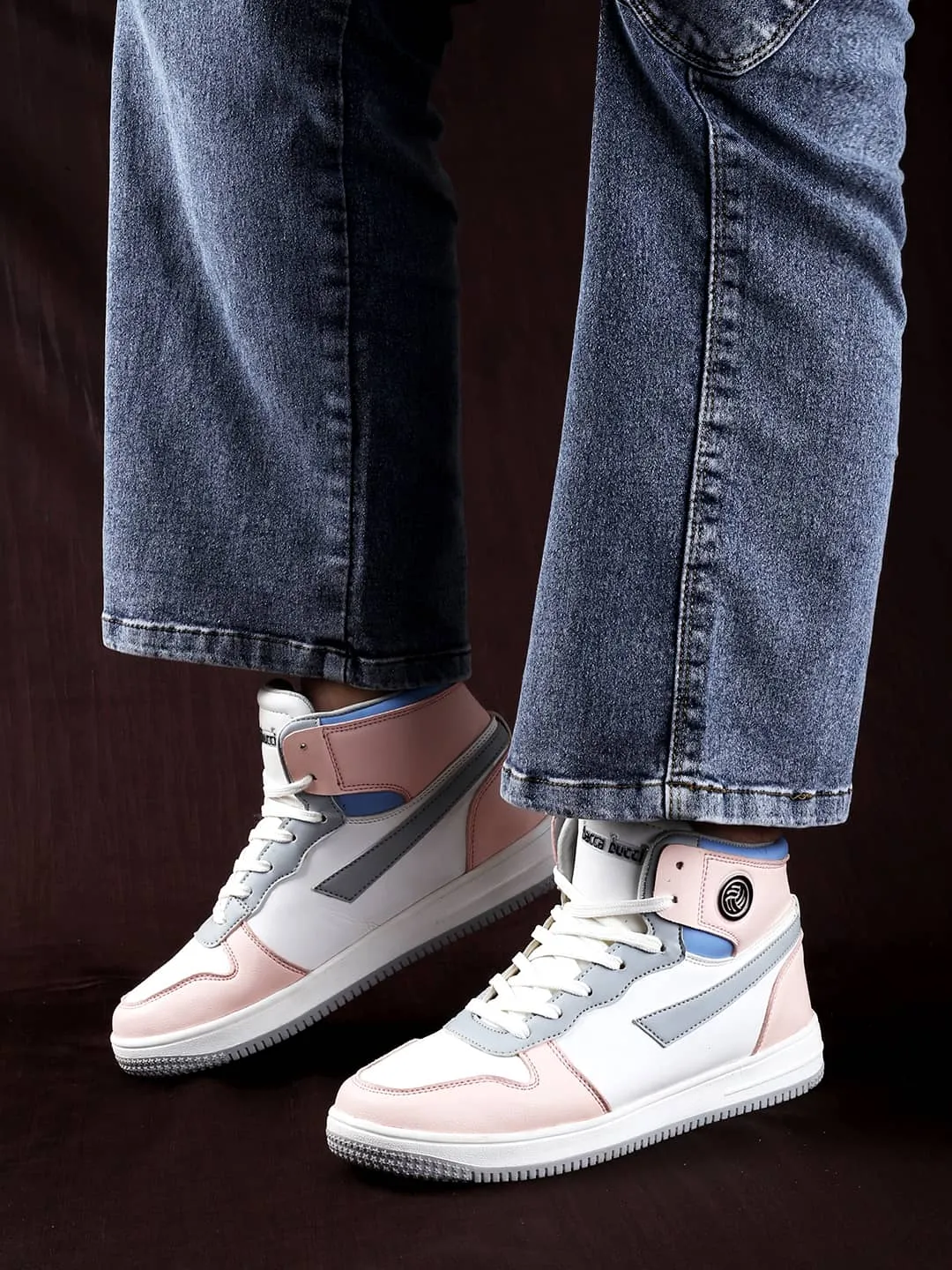 Dance Sneakers Near Me Bacca Bucci Femme High-Top Harmony SneakersElegant Pastel Blue and Pink Women's Lace-Ups