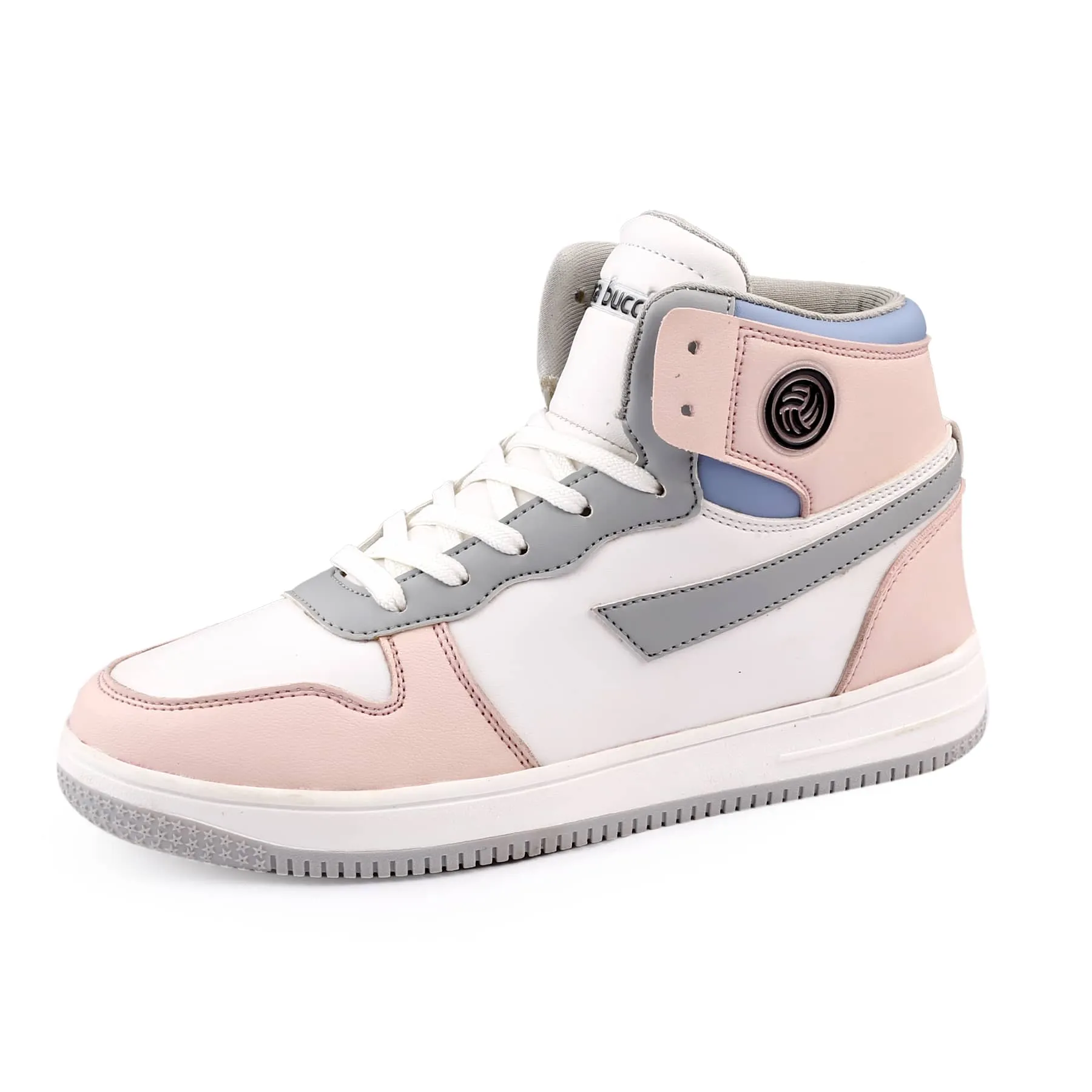 Bacca Bucci Femme High-Top Harmony SneakersElegant Pastel Blue and Pink Women's Lace-Ups Most Comfortable Slip Sneakers