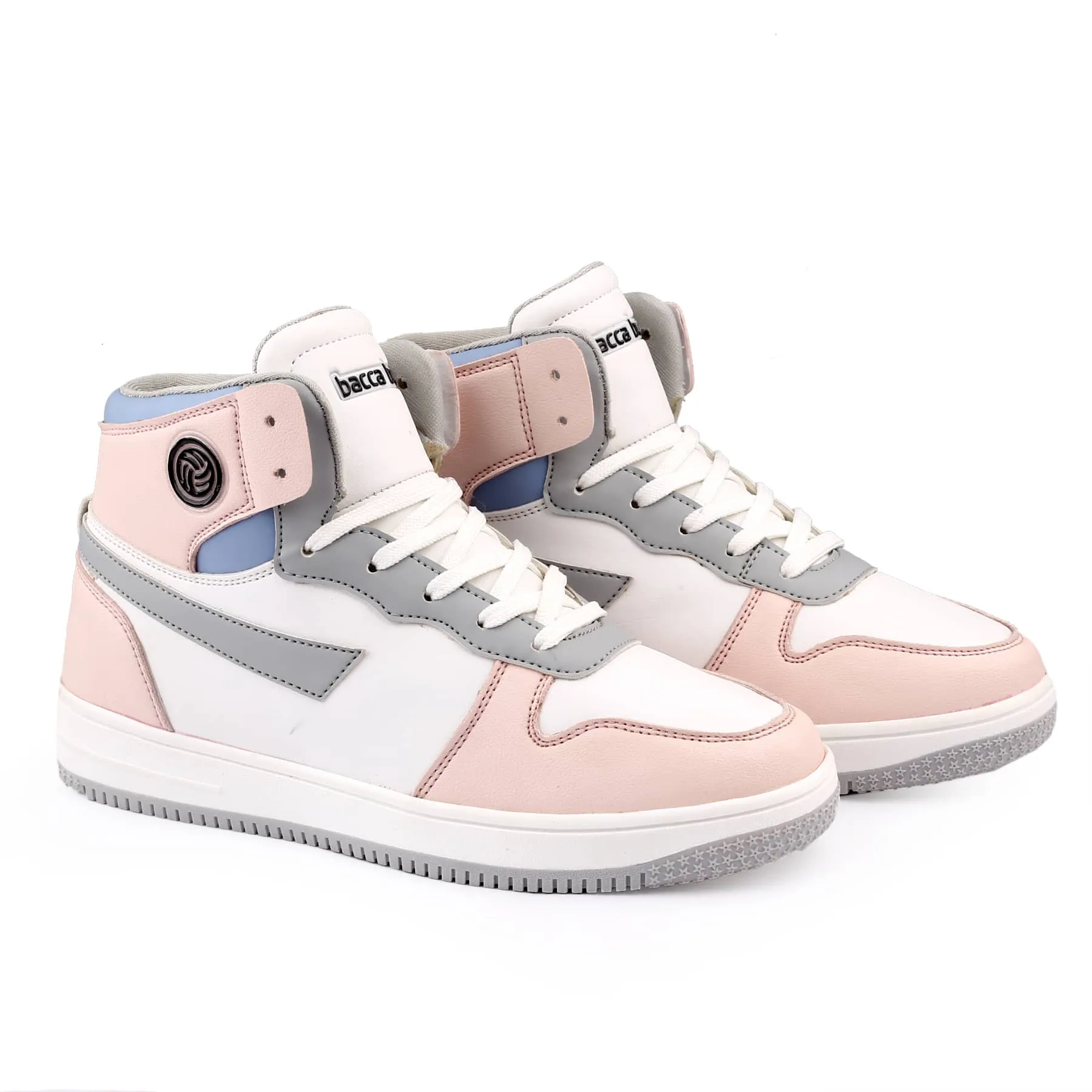 Magic Sneakers Bacca Bucci Femme High-Top Harmony SneakersElegant Pastel Blue and Pink Women's Lace-Ups